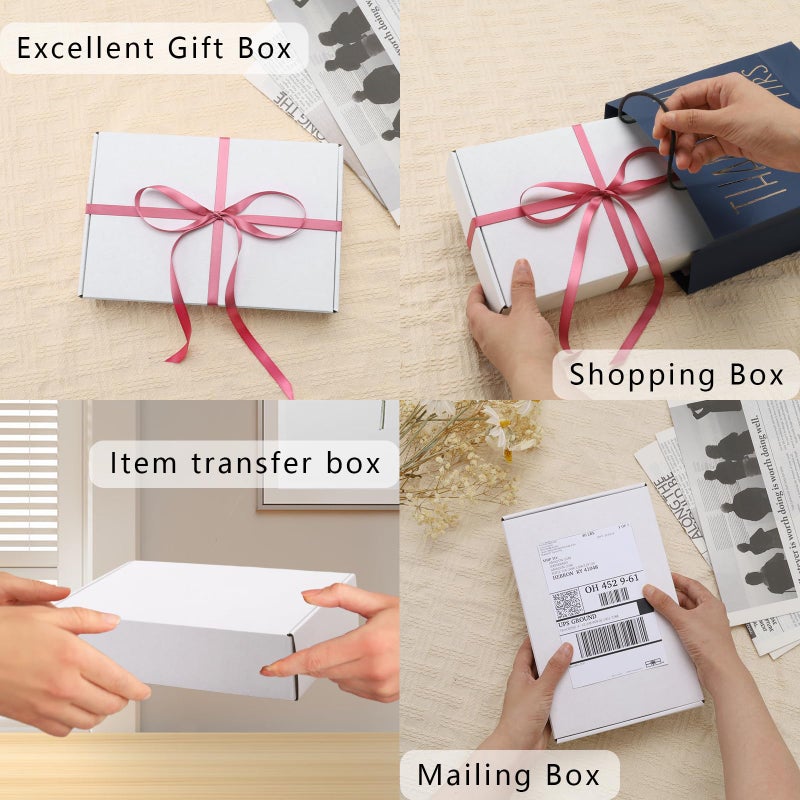 BIOBROWN 9x6x2"" 25 Pack Corrugated Cardboard Boxes Small Shipping Box for Packaging Small Business Mailer Mailing White - Image 3